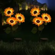 2 Packs LED Solar Sunflower Plug Lamps with 3 Sunflowers