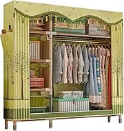 Portable Wardrobe Canvas Wardrobe,Portable Wardrobe Shelves for Bedroom,Foldable Clothes Closet Storage Organizer with Hanging Rail and Fabric Cover Clothes Rack