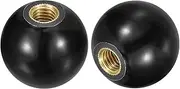 uxcell 2Pcs Threaded Ball Knobs, M8 Female Thread Thermoset Ball Knob 25mm Dia Round Operation Ball Handles with Copper Insert for Machine Lever Handle, Black