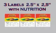 3 pack VENDING MACHINE CANDY LAMINATED (non adhesive) LABELS with NUTRITION