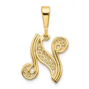 10k Yellow Gold Initial N Pendant