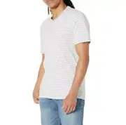 Amazon Essential Men's Size XL V-Neck T Shirt Tee Gray Striped Short Sleeve