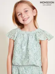 Monsoon Green Thea Lace Sequin Top (F57167) | $60 - $69