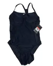 nike womens one piece swimsuit large nwt Black Ribbed Racerback NESSA409-001