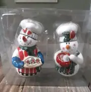 Heather Goldminc Baking Snowmen Salt & Pepper Set NIB HTF