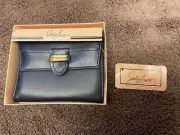 Vintage Jaclyn Smith Tri-Fold Wallet - Navy & Gold Accent, New with Tags in Box