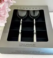 YAMAZAKI FLOAT STAINLESS 2 pc SERVING SET—SALAD/SPOON—18/8—NEW in BOX
