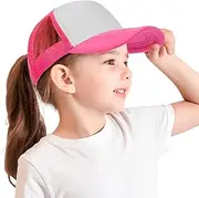 [INOGIH] Kids Mesh Baseball-Cap Sun-Protection Adjustable Boys Girls Pink Trucker-Cap