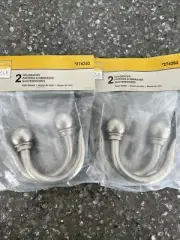 Style Selections Lot of 2 Satin Nickel Holdbacks -2 Packs of 2 #274262