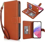 Procarcasa for Galaxy A73 Wallet Case,for Sasmung Galaxy A73 5G Case[7 Card Holders][Wrist Strap] PU Leather Wallet Shockproof Stand Kickstand Magnetic Clourse Phone Cover-Brown