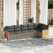 Patio Furniture Sets 6 Piece Garden Sofa Set with Cushions Grey Poly Rattan