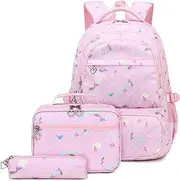 [MITOWERMI] Girls Backpack and Lunch Box Kids Backpack for Girls School Elementary Middle School Bags Bookbag Set for Girls