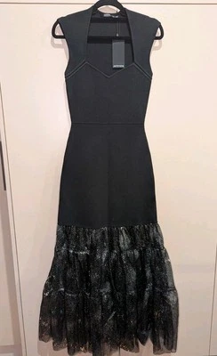 Portmans Dress Black Full Length Bodycon Knit Size XS