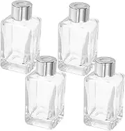Ciieeo 4Pcs Refillable Perfume Glass Diffuser Bottles Set with Leak Cap Essential Oils Containers for Home Car Fragrance Organization