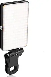 Clip-on Cell Phone Camera Light, 160 LED Rechargeable Selfie Light Video Light, Adjustable Color Temperature 2500K-6500K Live Streaming Video Fill Light