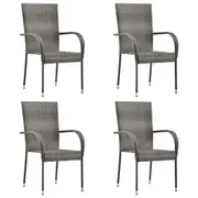 Stackable Outdoor Chairs 4 pcs Grey Poly Rattan vidaXL
