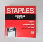 Staples 3.5" 1.44MB Floppy Disks. Sealed 10 Pack Floppy Diskettes DS/HD