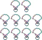 uxcell 10 Pcs Metal Spring Snap Keychain Clip, Shell Shape Swivel Snap Hooks Lobster Claw Clasp for DIY Crafts Bag Decoration, Rainbow Color
