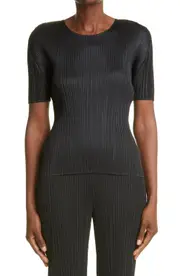 Pleats Please Issey Miyake Pleated Top in Black at Nordstrom, Size 4