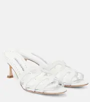 [Manolo Blahnik] Manolo Blahnik Ahwak 50 leather mules AU 7 white