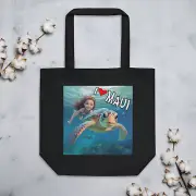 Maui Collection - Girl with Turtle Eco Tote Bag