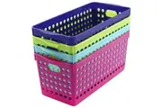 36 x Neon Color Plastic Storage Basket Bins Tubs Containers 29x13x12CM Home Office