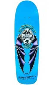 2005 Edger Buddy Carr Pool Skateboard Deck 9” x 32” Dipped Light Blue w/ Skull