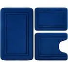 BYSURE Navy Memory Foam Bath Mat Bathroom Rugs Sets 3Piece Non Slip Extra Soft A