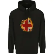 Union Jack Flag Fire Effect Great Britain Childrens Kids Hoodie