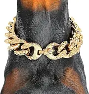 Skull Dog Collar Carving Cool Choke Chain 18K Gold Stainless Steel Biker Cuban Link Dog Collar 22mm Punk Style Rock Dog Necklace Choke Collar for Big Breeds Dogs (24 inch)