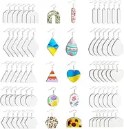 [Aribrnten] 60Pcs White Sublimation Blank Earrings, DIY Sublimation Accessories, Modern Unfinished Earrings with Hooks