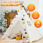 Large Kids Tent Teepee 180cm Cotton Canvas Childrens Play Wigwam Indoor House AU