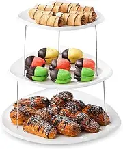 Masirs Collapsible Party Tray, 3 Tier, The Decorative Plastic Appetizer Trays Twist Down & Fold Inside, Minimal Storage Space, An Elegant Tray for Serving Sandwiches, Cake, Sliced Cheese and Deli Meat