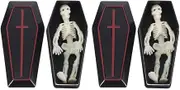 OHPHCALL 2 Sets Halloween Mini Coffin Boxes: Tiny Box with Skeleton Figurines Halloween Party Favor - Mini Coffin Decorations for Holiday Event