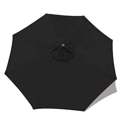 Patio Umbrella ft Replacement Canopy for 8 Ribs-Canopy Only 9 Black 8-ribs
