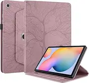 Samsung Galaxy Tab S6 Lite Case 2020/S6 Lite 2022 10.4", 360° Rotating Case for Galaxy Tab S6 Lite Tablet Model(SM-P610/SM-P615/SM-P613/SM-P619) Premium PU Leather Cover with Pen Holder-Rose Gold