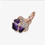 PANDORA 780776C01 Deep Purple Pansy Flower Charm NWT