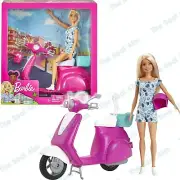 Barbie Blond Doll & Pink Scooter with Accessories and Helmet