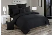 Seersucker Double Size Quilt/Doona/Duvet Cover Set - Black