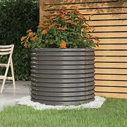 Raised Garden Bed, Elevated Planter Box Plant Container Powder-Coated Steel 80x80x68 cm Grey