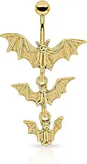 [Pierced Owl] Gothic Triple Vampire Bat Dangling Belly Button Ring