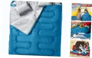 Double Sleeping Bag for Adults Mens with Double (90.6in*61in) Diamond Blue