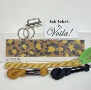 Leopard skin pattern needlepoint canvas KIT self finishing key fob silk threads