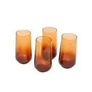 4pc Artcraft Iconic Amber Hiball Decorated Water Glassware Gift Boxed 470ml