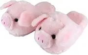 [B Baosity] Fashion Warm Slippers Pink Pig Shape Plush Animal Anti-Slip Cute Shoes for Outdoor Home Bedroom Girls Men
