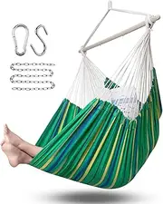 ADVOKAIR Hammock Chair Hanging Chair Rope Swing XXL - Max 500lbs, 70in Large Hammock Swing Chair -Portable Steel Spreader Bar with Anti-Slip Rings-Roomy & Strong
