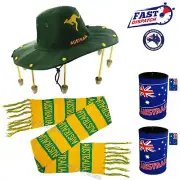 AUS Unisex Olympics Scarf Footy Adults Cork Hat Aussie Flag Stubby Holder Sport