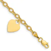 8.5 Inch 14K Dangle Heart Bracelet