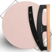 KitchenStar Pizza Cutter Rocker Blade 16" Black + Pizza Stone for Oven and Grill