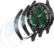 【2+3 Pack】 T Tersely Case and Screen Protector for Samsung Galaxy Watch 6 Classic 47mm, with 2 Hard PC Bumper Case and 3 Tempered Glass Screen Protector Ultra Clear Slim Full Cover (Black+Black)